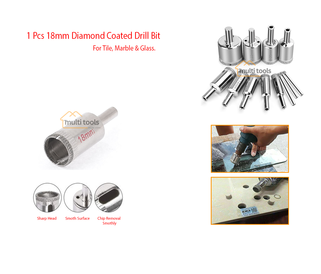 18 mm Diamond Coated Drill Bit Hole Saw Cutter For Glass Tile Ceramic Marble